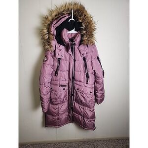 Canada Weather Gear Coat Jacket Womens Medium Pink Long Puffer Hooded Parka